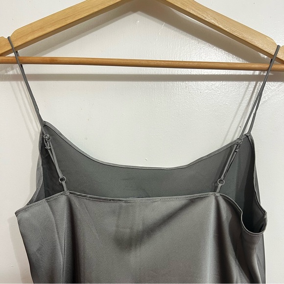 J. Crew 2 Gray Silver Satin 90s Quiet Luxury Minimalist Fairy Midi Slip Dress - Picture 8 of 11